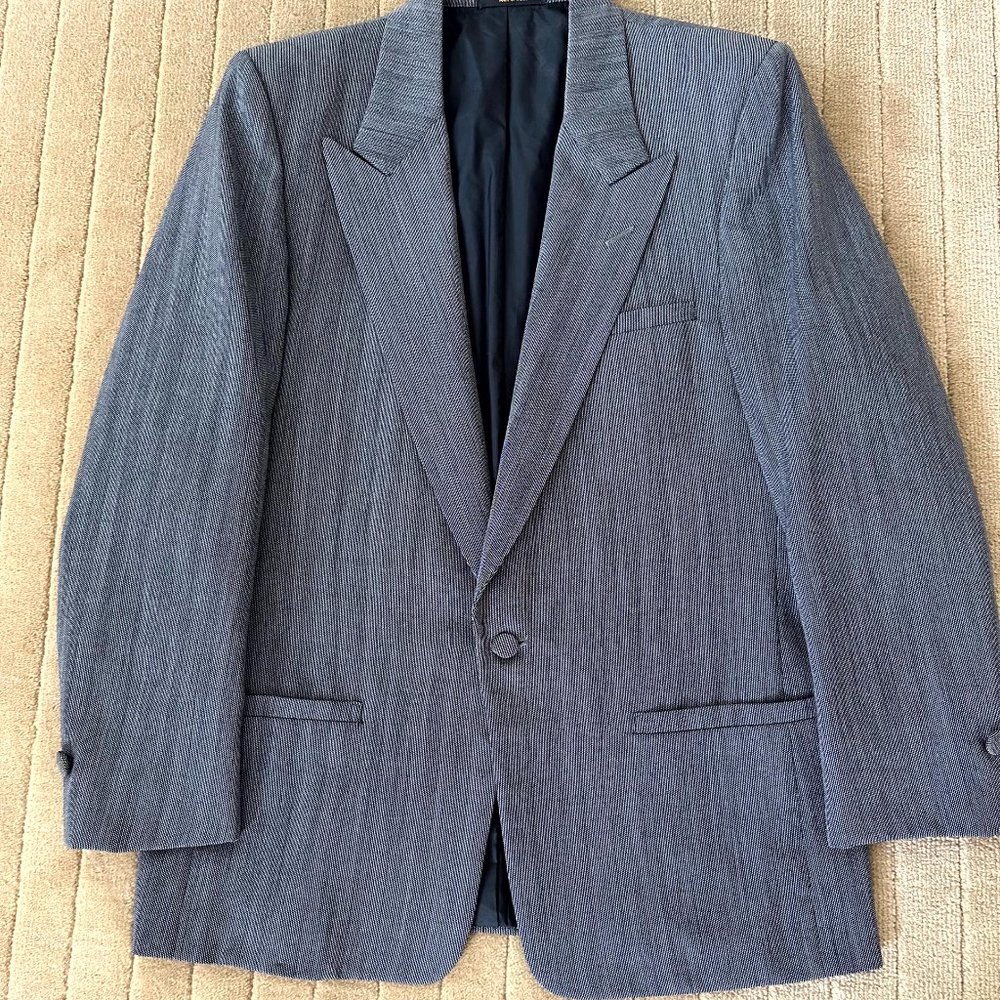 Pierre Cardin Grey Suit Jacket Sports Coat Evening 2 Piece Peak Lapel Mens S